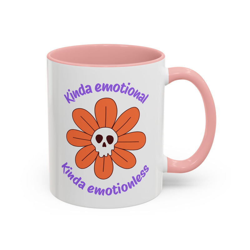 Coffee or Tea Mug — "Kinda Emotional, Kinda Emotionless" Floral Skull Accent Mug