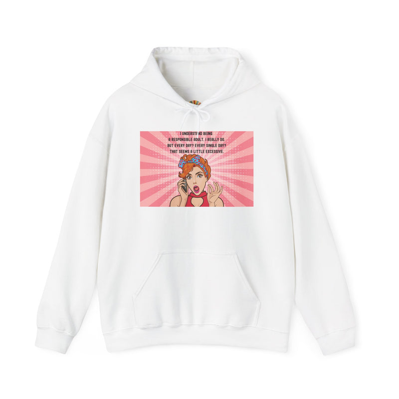 Retro Pop Art Hooded Sweatshirt — "Responsible Adult..." Graphic Hoodie
