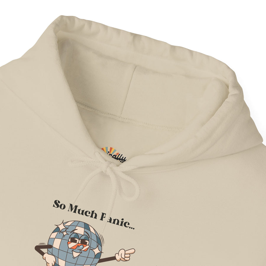 Retro Hoodie "Too Much Panic, Not Enough Disco" Hooded Sweatshirt
