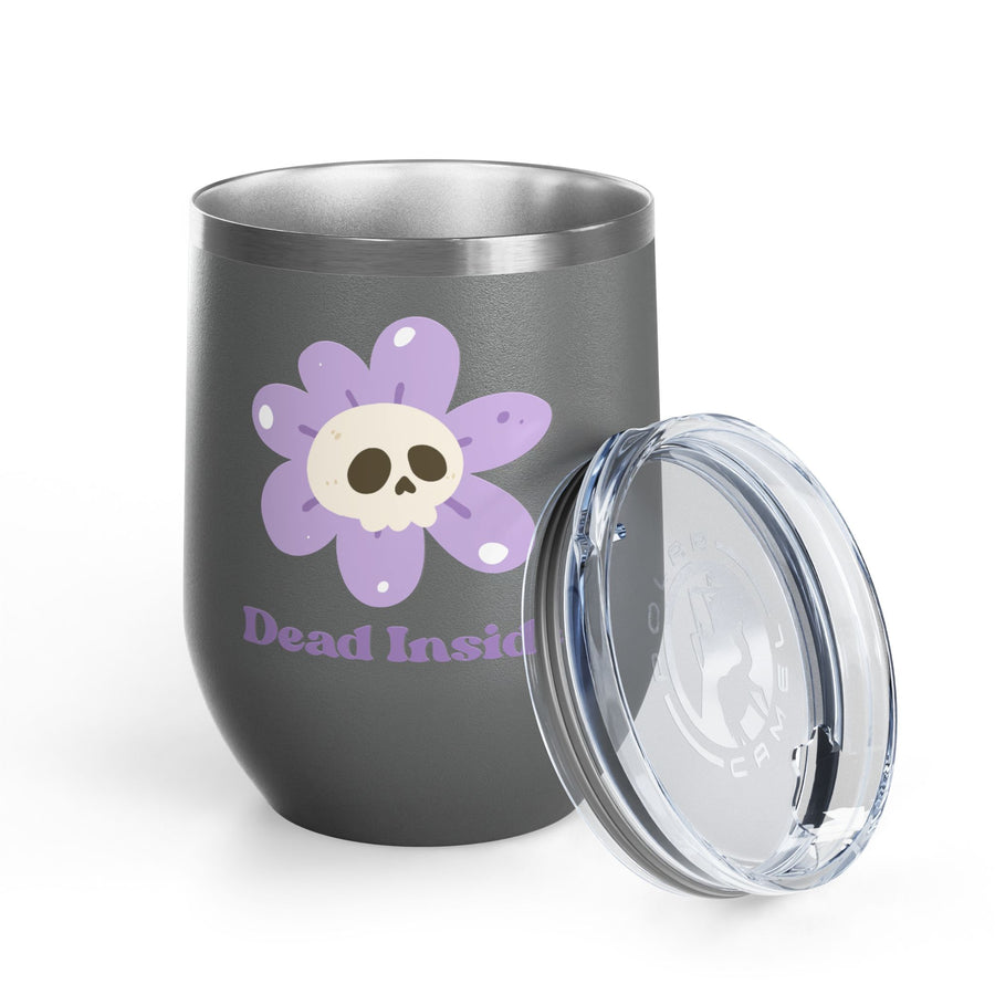 "Dead Inside" Floral Skull Wine Tumbler - Stainless Steel 12oz