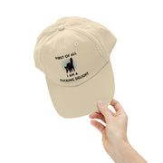 Distressed Baseball Cap — "First Of All I Am A Fucking Delight" Sassy Cat Hat