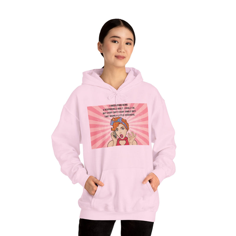 Retro Pop Art Hooded Sweatshirt — "Responsible Adult..." Graphic Hoodie