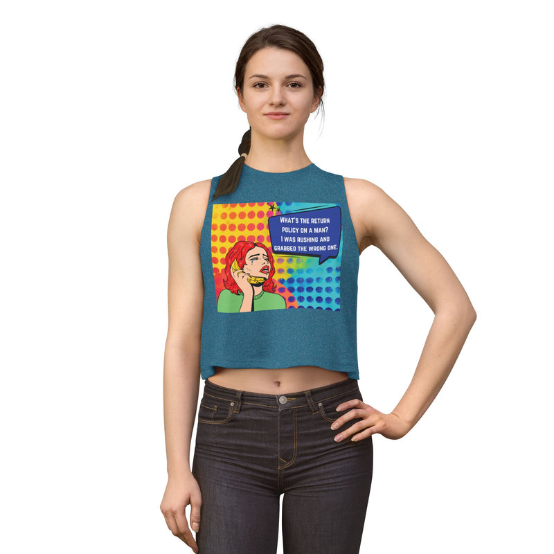 Retro Pop Art Crop Top - "What's the Return Policy on a Man" Tank