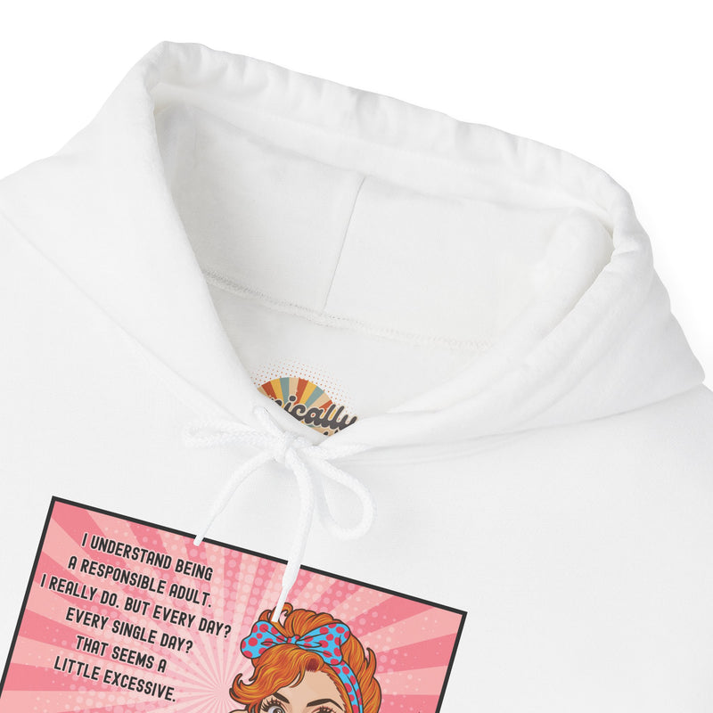 Retro Pop Art Hooded Sweatshirt — "Responsible Adult..." Graphic Hoodie
