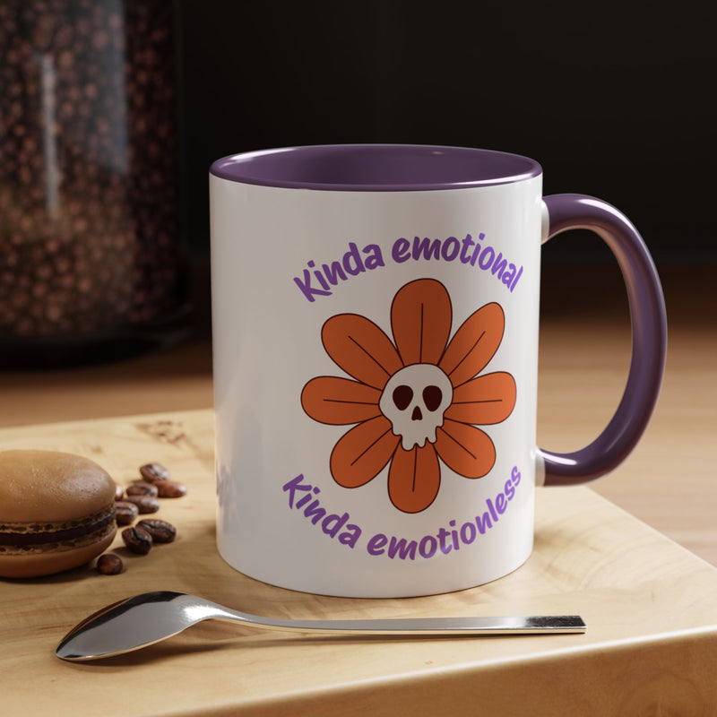 Coffee or Tea Mug — "Kinda Emotional, Kinda Emotionless" Floral Skull Accent Mug