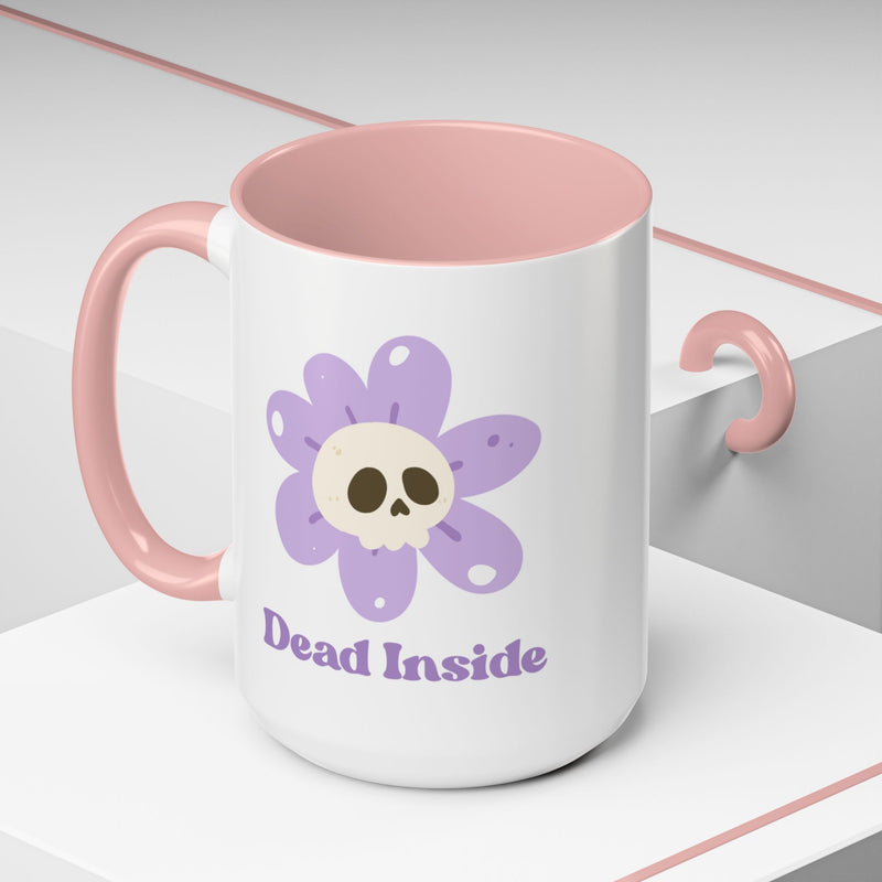 Coffee or Tea Mug — "Dead Inside" Floral Skull Accent Mug