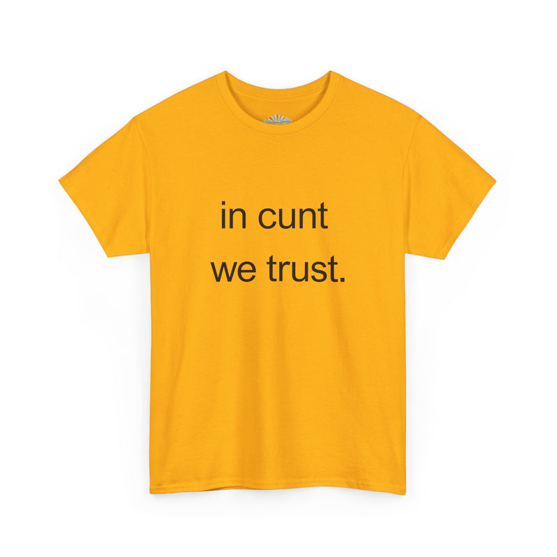 T-Shirt — "in cunt we trust." Minimalist Statement Tee