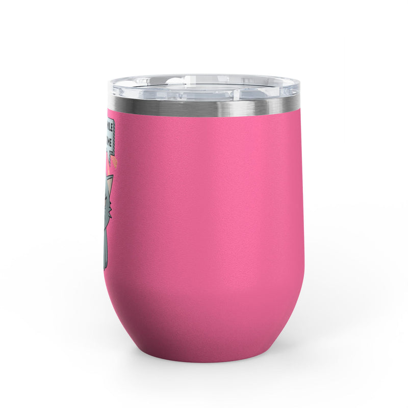 "Tell Me to Smile One More Time" Sassy Cat Insulated Wine Tumbler - Stainless Steel 12oz