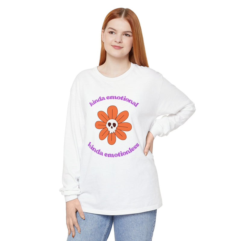 Daisy Skull T-Shirt "Kinda Emotional Kinda Emotionless" Long Sleeve Tee