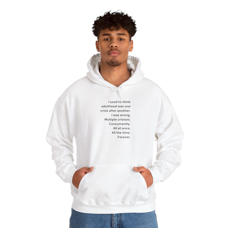 Graphic Text Hoodie — 'Adulthood' Hooded Sweatshirt