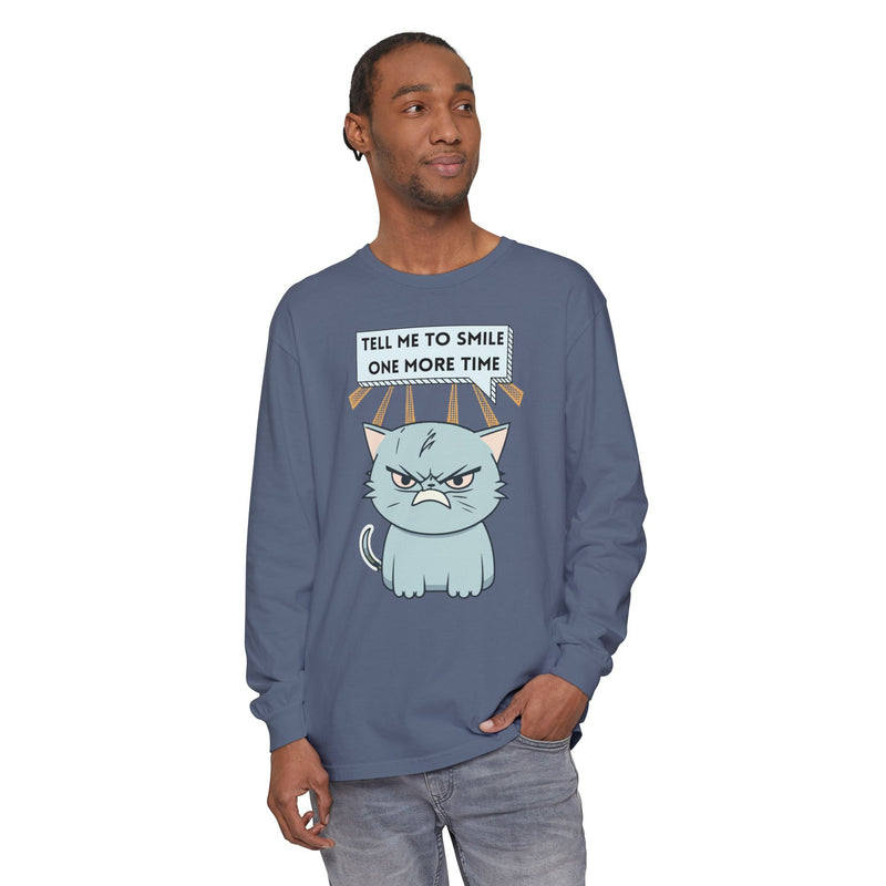 Grumpy Cat "Tell Me To Smile One More Time" Long Sleeve Tee