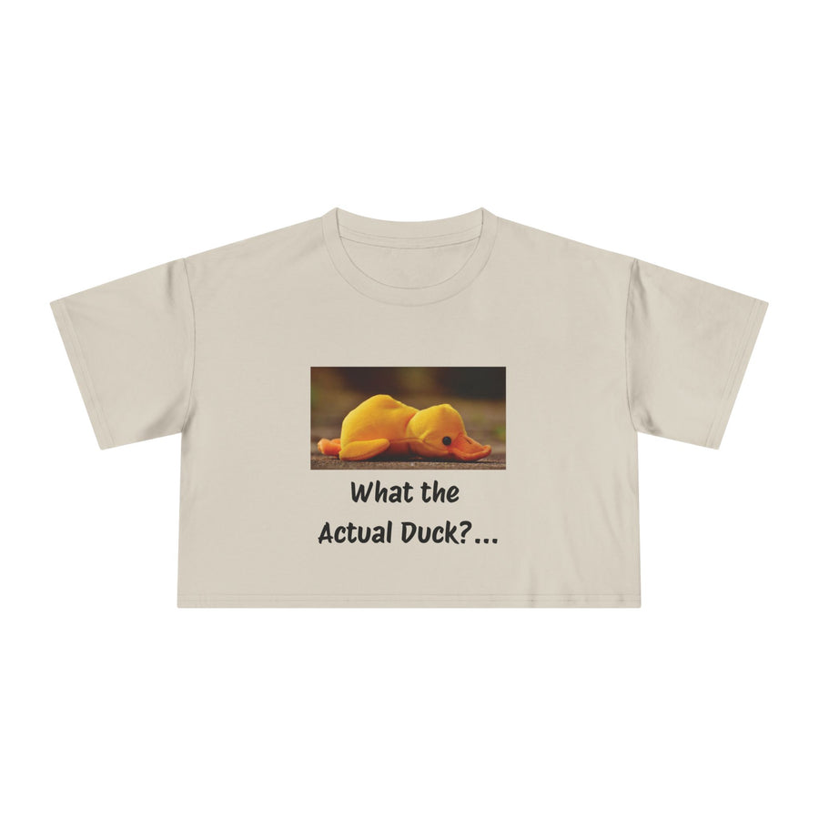 Exhausted Duckling Crop Tee — "What the Actual Duck?" Graphic T-shirt Top