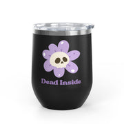 "Dead Inside" Floral Skull Wine Tumbler - Stainless Steel 12oz