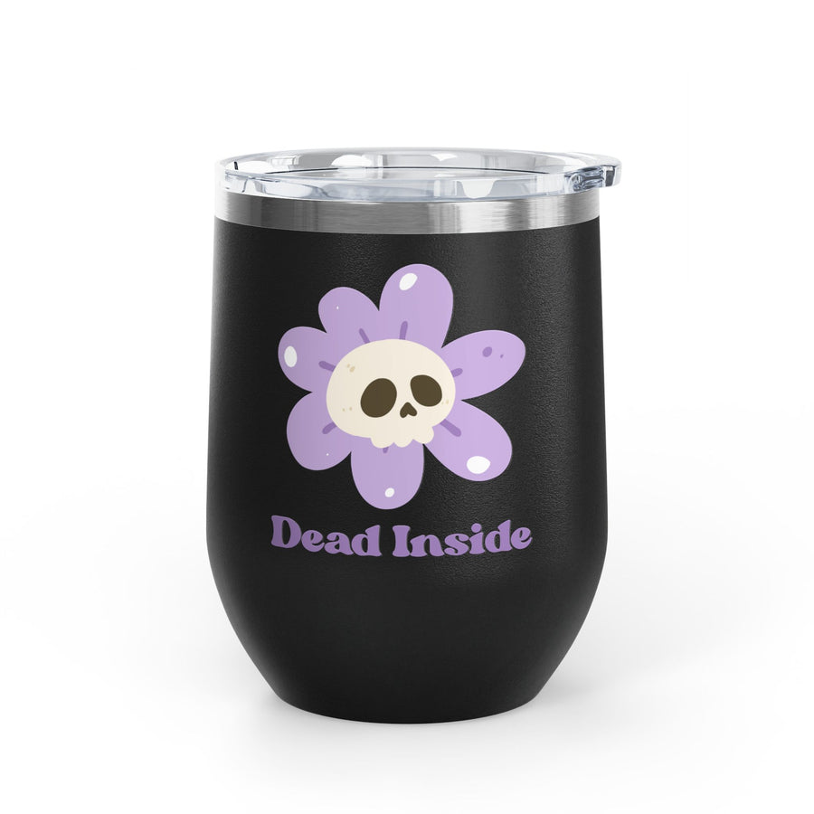 "Dead Inside" Floral Skull Wine Tumbler - Stainless Steel 12oz
