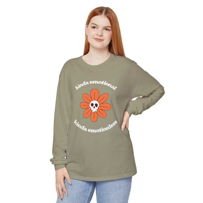 Daisy Skull T-Shirt "Kinda Emotional Kinda Emotionless" Long Sleeve Tee