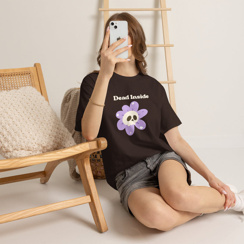 Graphic Tee — "Dead Inside" Skull Flower Mental Health Awareness T-Shirt