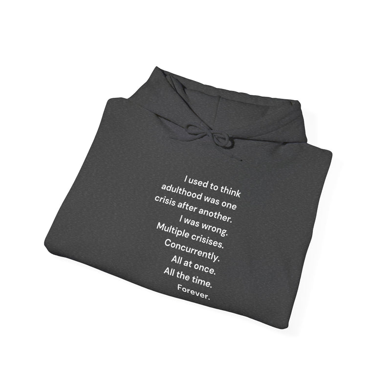 Graphic Text Hoodie — 'Adulthood' Hooded Sweatshirt