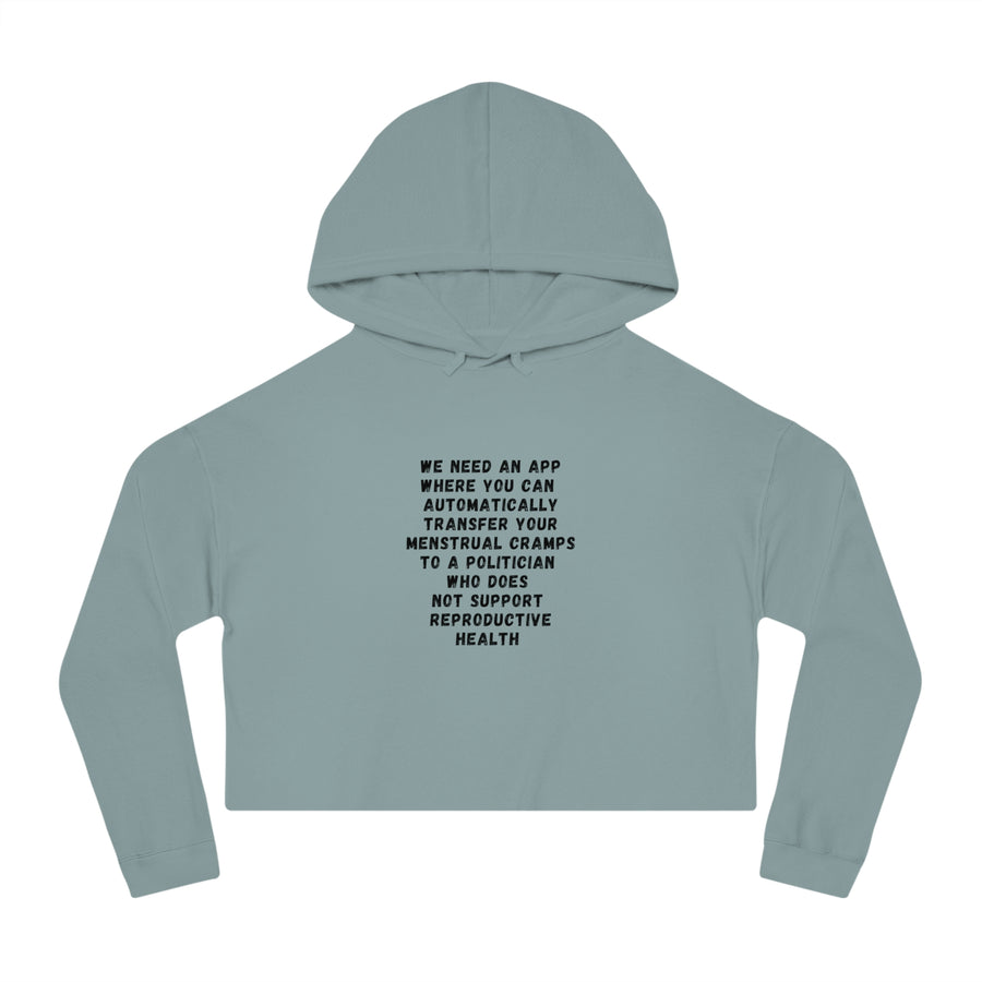 Transfer Menstrual Cramps - Women’s Cropped Hooded Sweatshirt