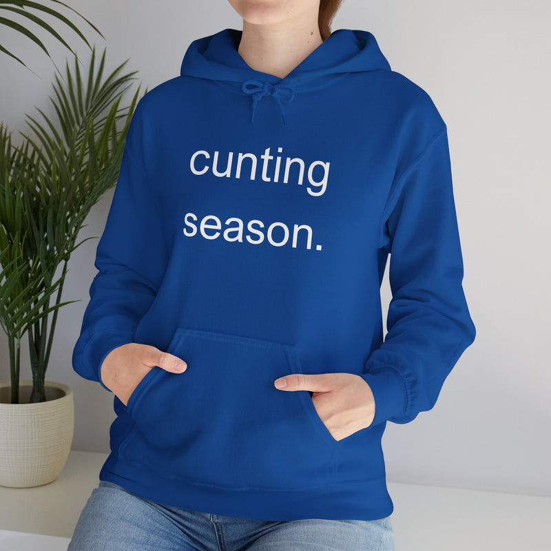 Bold Empowering Statement "cunting season." Hoodie — Minimalist Slogan Hooded Sweatshirt