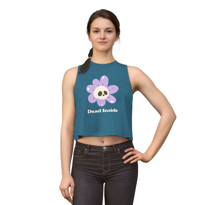 "Dead Inside" Floral Crop Top — Skull Flower Women's Tank