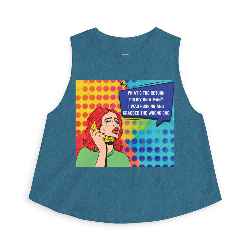 Retro Pop Art Crop Top - "What's the Return Policy on a Man" Tank