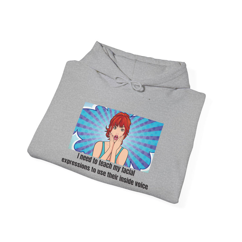 Pop Art Hoodie — 'Facial Expressions' Graphic Hooded Sweatshirt