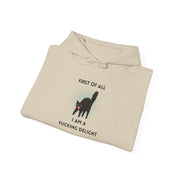 Sassy Cat Hoodie — "...I Am A Fucking Delight!" Graphic Hooded Sweatshirt