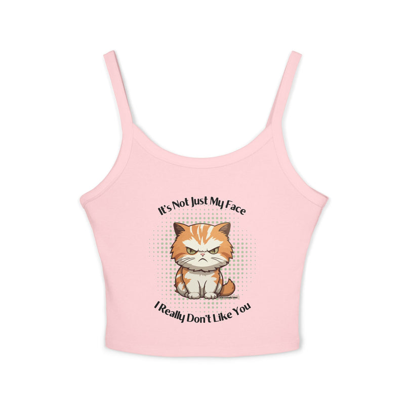 Sassy Cat Graphic Tank — "It's Not Just My Face, I Really Don't Like You" Crop Tank Top