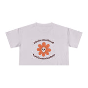 Crop Tee — 'Kinda Emotional, Kinda Emotionless' Retro Flower Skull Graphic T-shirt Top