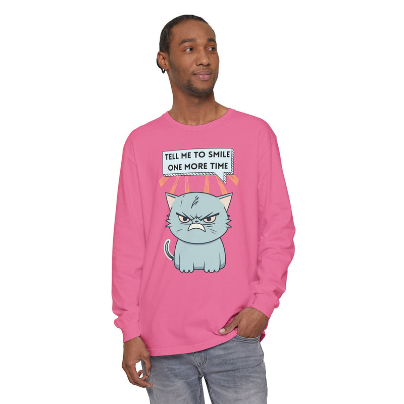 Grumpy Cat "Tell Me To Smile One More Time" Long Sleeve Tee