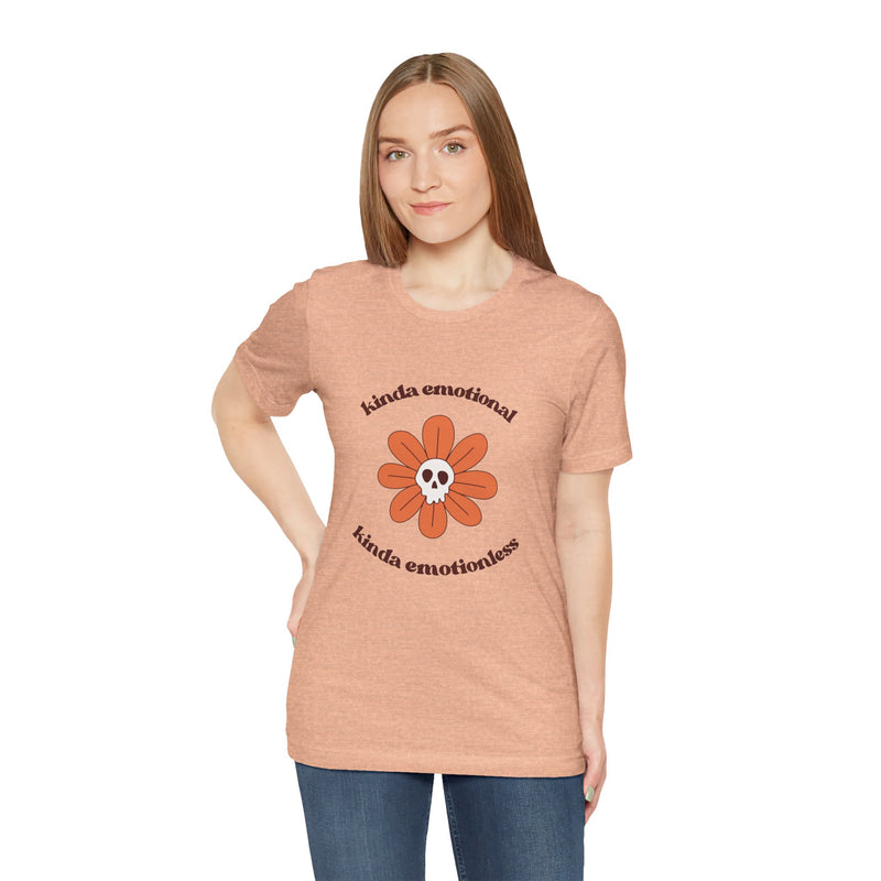 Graphic Tee - Kinda Emotionless Kinda Emotional Floral Skull Mental Health Awareness T-Shirt