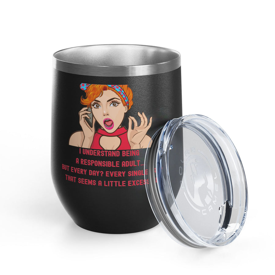 Responsible Adult Pop Art Wine Tumbler - Stainless Steel 12oz