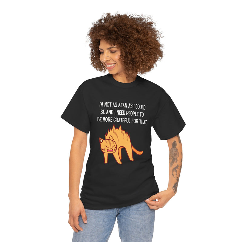 Sassy Cat Attitude T-Shirt — "I’m Not As Mean As I Could Be" Graphic Tee