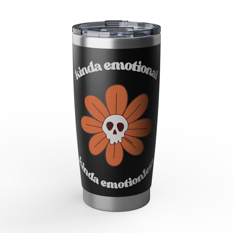20oz Vagabond Tumbler - "Kinda Emotional Kinda Emotionless" Flower Skull Insulated Traveler Cup