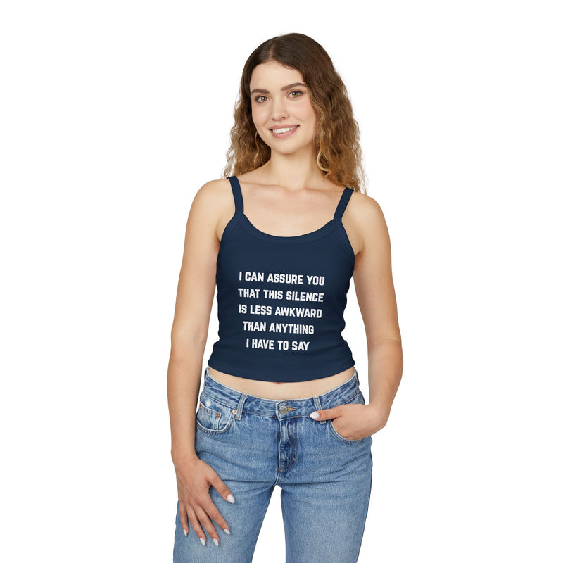 Spaghetti Tank — "Awkward Silence" Graphic Crop Top