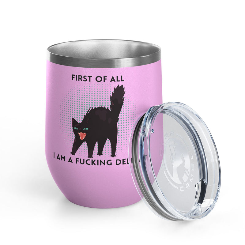 Fucking Delight Sassy Cat Wine Tumbler - Insulated Stainless Steel Wine Glass