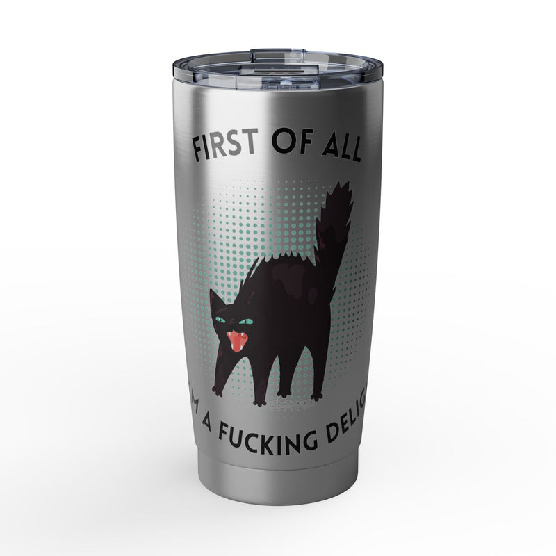"Delightful" Black Cat Tumbler - 20oz Insulated Travel Cup