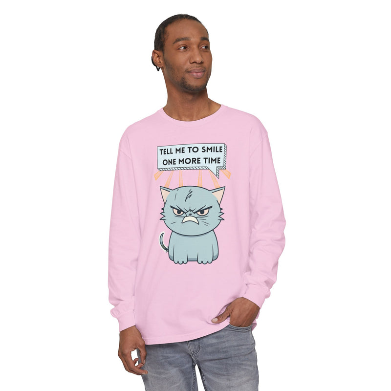 Grumpy Cat "Tell Me To Smile One More Time" Long Sleeve Tee