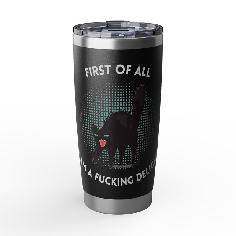 "Delightful" Black Cat Tumbler - 20oz Insulated Travel Cup