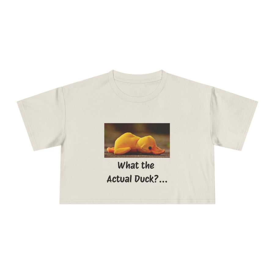 Exhausted Duckling Crop Tee — "What the Actual Duck?" Graphic T-shirt Top