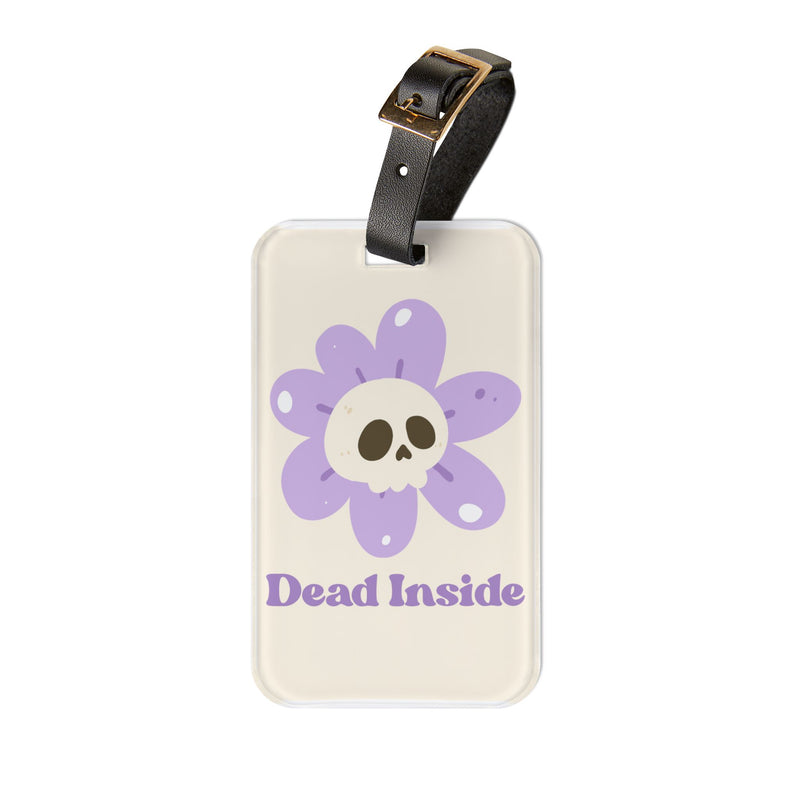 Dead Inside Floral Luggage Tag – Cute Skull Travel ID