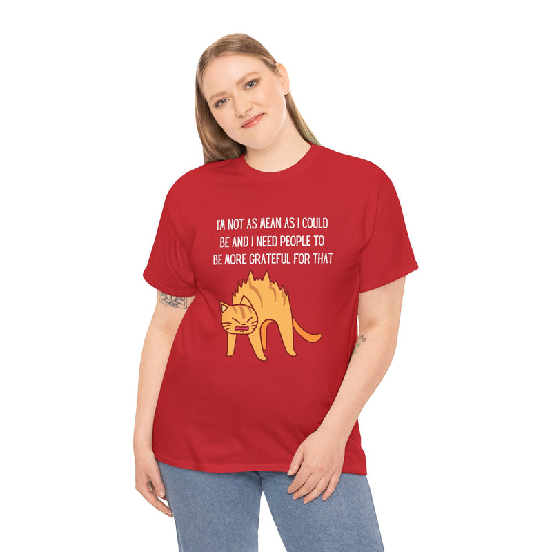 Sassy Cat Attitude T-Shirt — "I’m Not As Mean As I Could Be" Graphic Tee