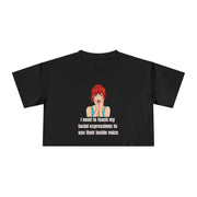 Pop Art Crop Tee — "I need to teach my facial expressions to use their inside voice" Graphic T-shirt Top