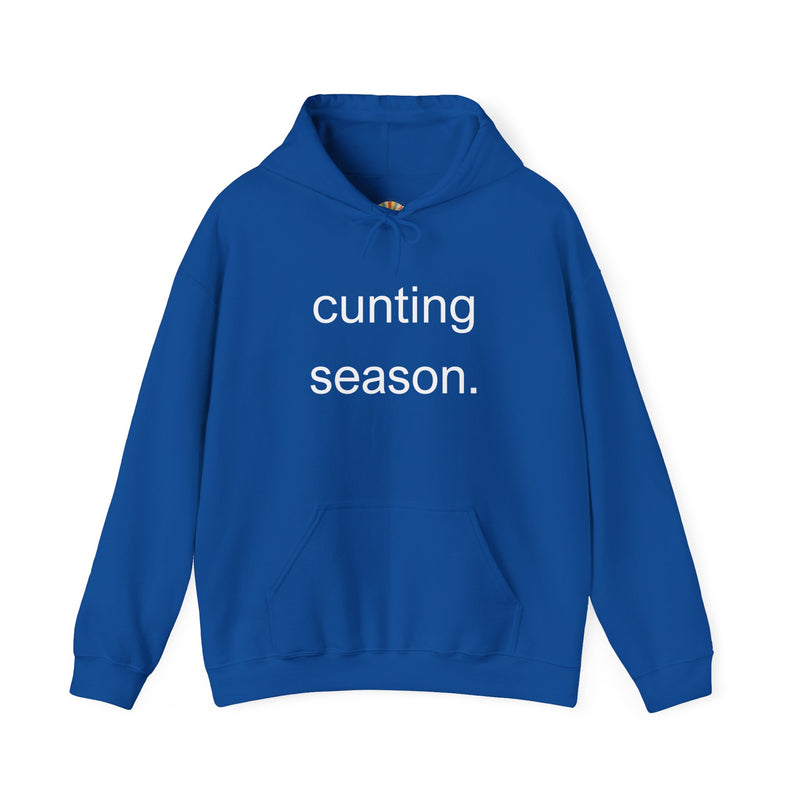 Bold Empowering Statement "cunting season." Hoodie — Minimalist Slogan Hooded Sweatshirt