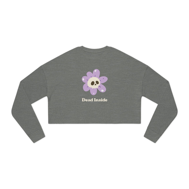 Cropped Sweatshirt — 'Dead Inside' Flower Skull Graphic Crop Top