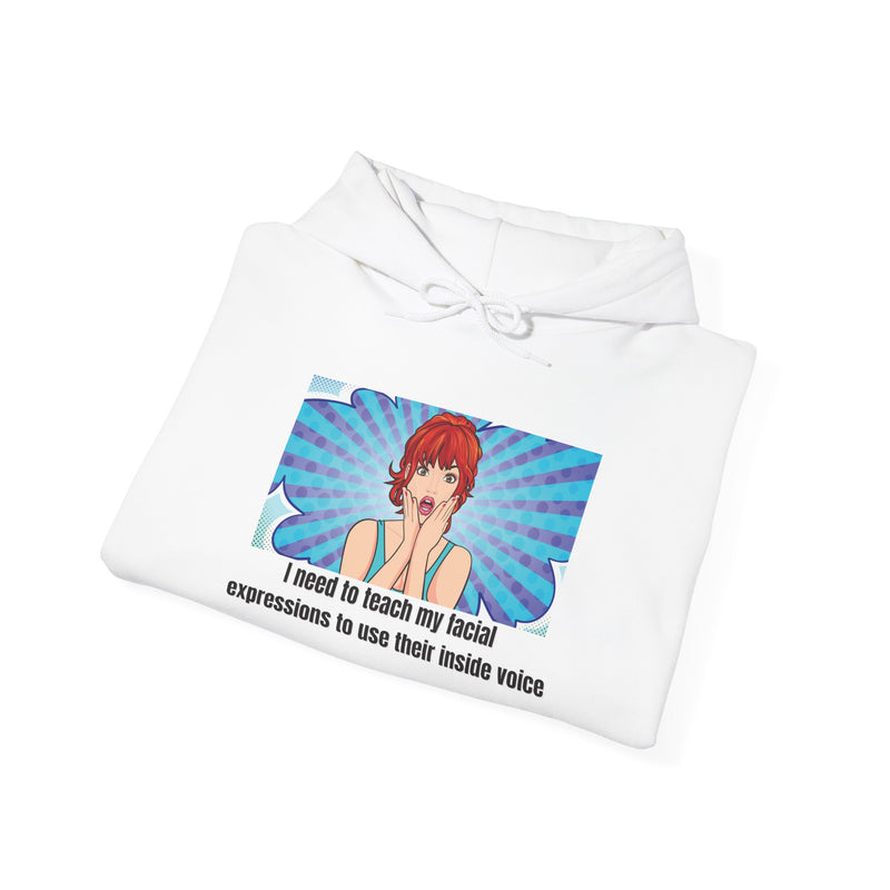 Pop Art Hoodie — 'Facial Expressions' Graphic Hooded Sweatshirt