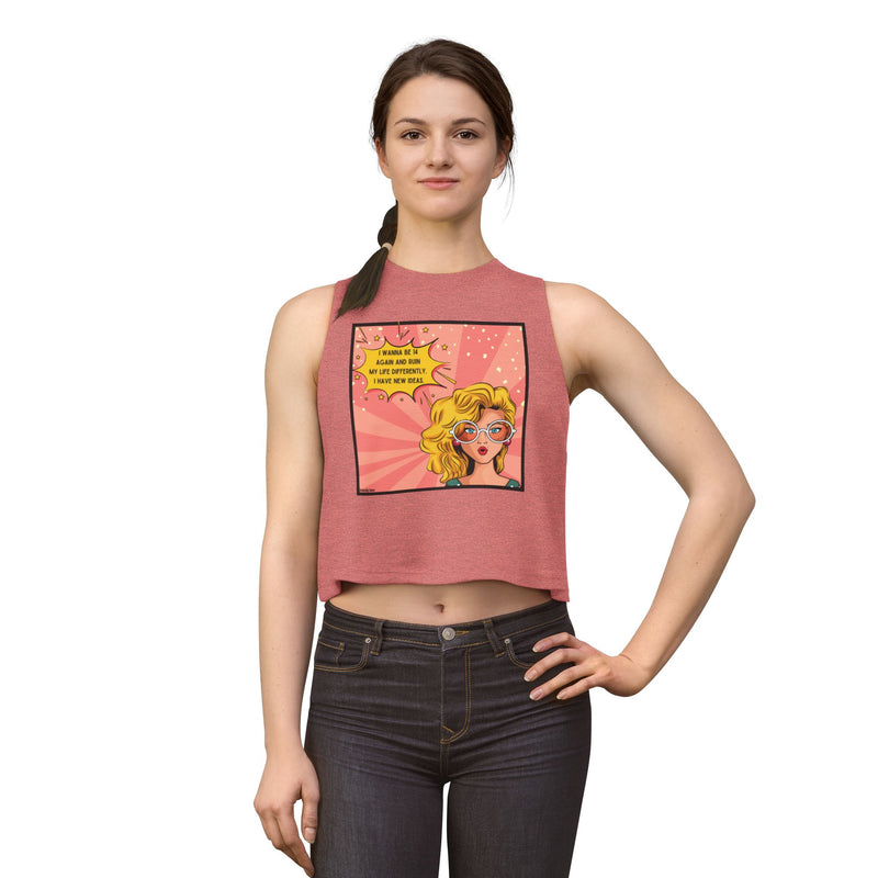 Crop Top — Retro Pop Art Graphic Tee "I Wanna Be 14 Again and Ruin My Life Differently" Tank