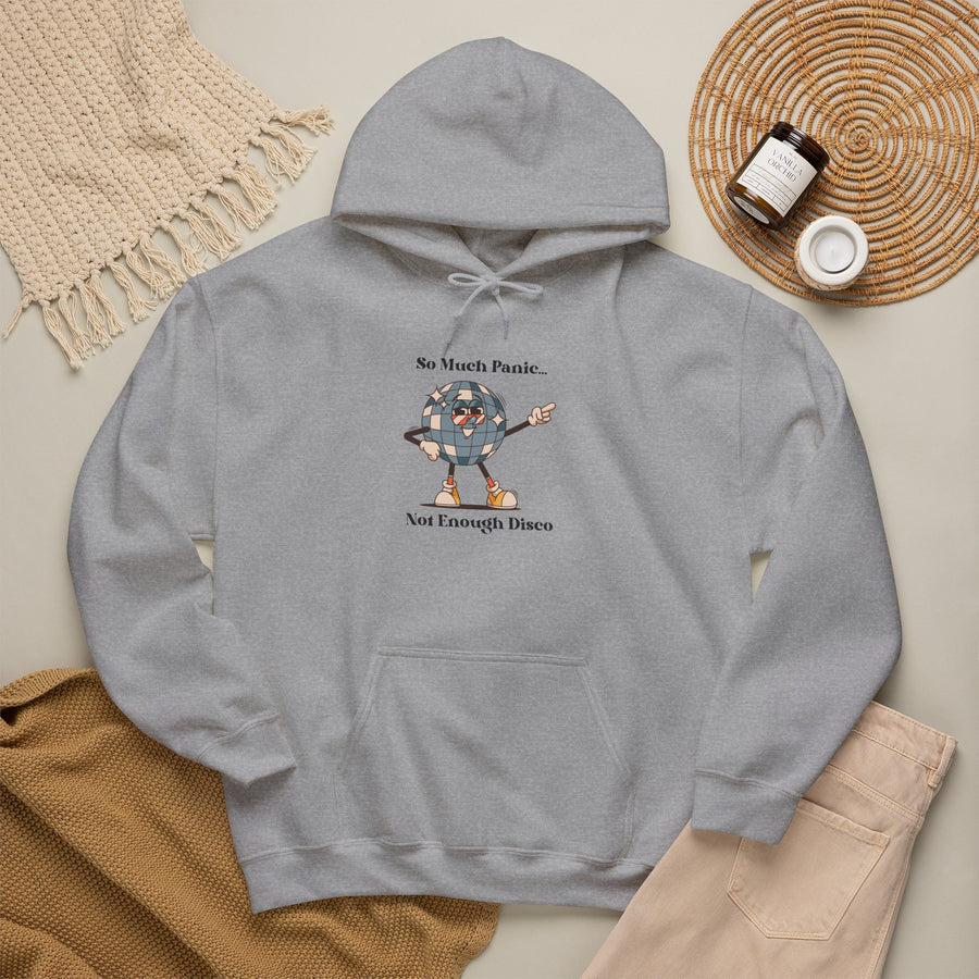 Retro Hoodie "Too Much Panic, Not Enough Disco" Hooded Sweatshirt