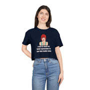 Pop Art Crop Tee — "I need to teach my facial expressions to use their inside voice" Graphic T-shirt Top