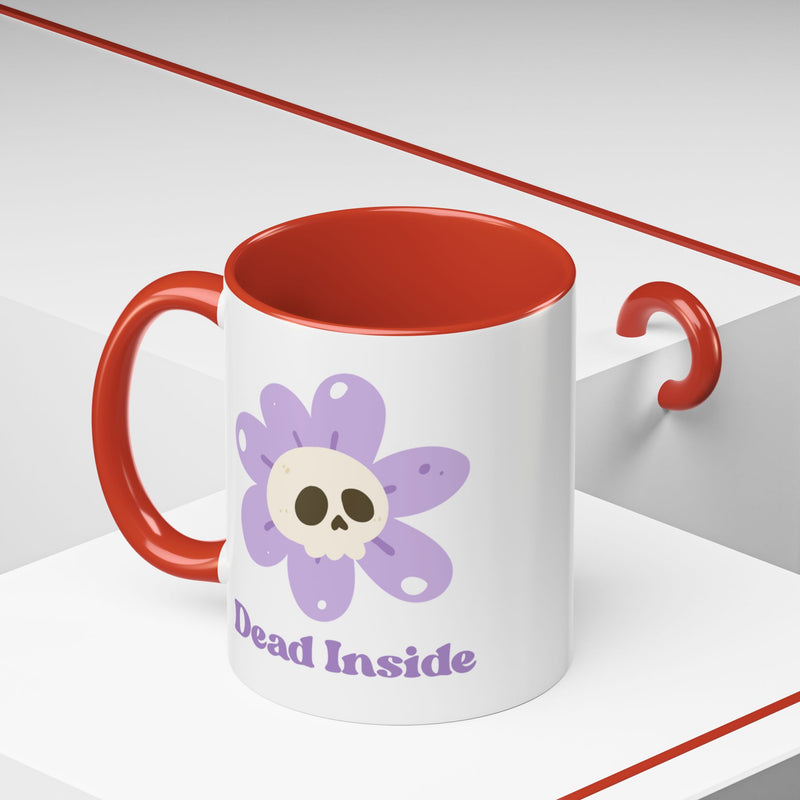Coffee or Tea Mug — "Dead Inside" Floral Skull Accent Mug